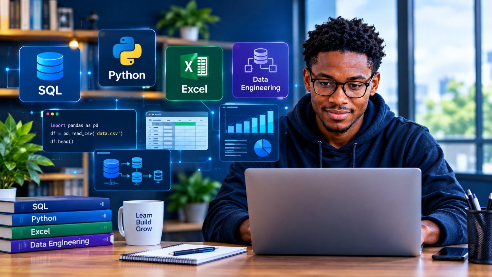 Woman working at a laptop
